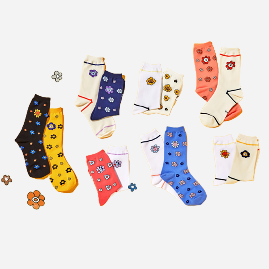 BT21 Flower Socks 2 pairs 1 set